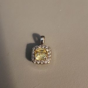 Sterling Silver Canary/Clear cz pendant